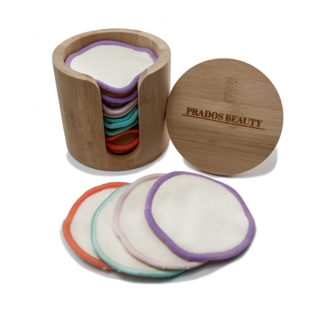 Prados Beauty Eco Bamboo Facial Kit Reusable Makeup Remover Pads with Holder